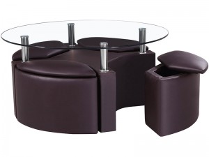 Dakota Coffee Table with Stools Brown