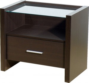 Denver 1 Drawer Bedside Cabinet in Expresso Brown/Clear Glass