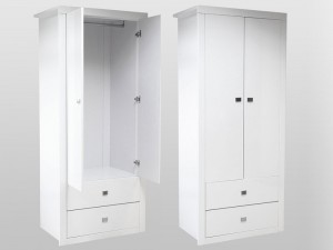 Sokoto White High Gloss 2 Door Wardrobe