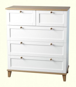 Arcadia 3+2 Drawer Chest in White/Ash Veneer