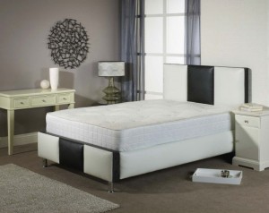 Delux Stripe Double Bed in Faux Leather