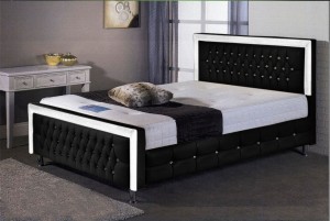 Dark Moonlight King Size Bed in Faux Leather