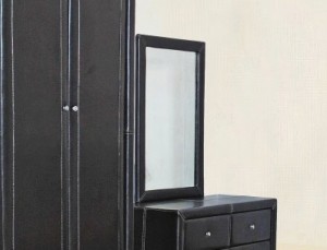 Odessa Mirror in Black Faux Leather