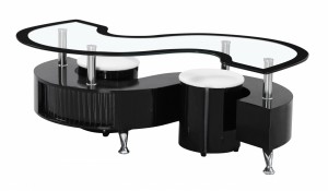 Krista Black High Gloss Coffee Table with Black Bordered Glass Top 