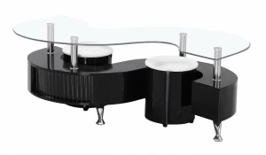 Krista Black High Gloss Coffee Table with Clear Glass Top 