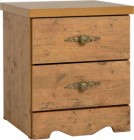 Cairo 2 Drawer Bedside Chest in Dark Kennedy Pine Effect Veneer