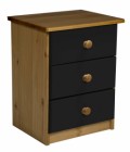 Verona 3 Drawer Bedside Antique With Graphite Details