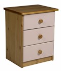 Verona 3 Drawer Bedside Antique With Pink Details