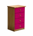 Verona 4 Drawer Bedside Antique With Fuschia Details