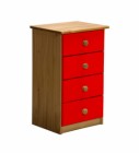 Verona 4 Drawer Bedside Antique With Red Details