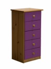 Verona 5 Drawer Bedside Antique With Lilac Details