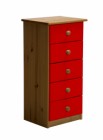 Verona 5 Drawer Bedside Antique With Red Details