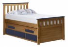 Captains Bergamo Guest Bed 3ft Antique With Blue Details