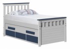 Captains Bergamo Guest Bed 3ft White With Blue Details