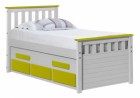 Captains Bergamo Guest Bed 3ft White With Lime Details