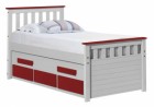Captains Bergamo Guest Bed 3ft White With Red Details
