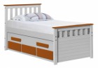 Captains Bergamo Guest Bed 3ft White With Orange Details