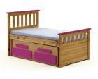 Captains Short Bergamo Guest Bed 3ft Antique With Fuschia Details