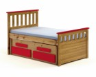 Captains Short Bergamo Guest Bed 3ft Antique With Red Details