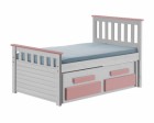 Captains Bergamo Guest Bed Short 3ft White With Pink Details