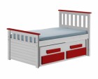 Captains Bergamo Guest Bed Short 3ft White With Red Details