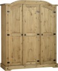 Corona 3 Door Wardrobe in Distressed Waxed Pine