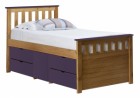 Captains Ferrara Storage Bed 3ft Antique With Lilac Details