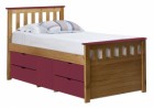 Captains Ferrara Storage Bed 3ft Antique With Fuschia Details