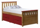 Captains Ferrara Storage Bed 3ft Antique With Red Details