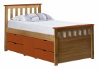 Captains Ferrara Storage Bed 3ft Antique With Orange Details