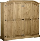 Corona 4 Door Wardrobe in Distressed Waxed Pine