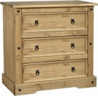 Corona 3 Drawer Chest in Distressed Waxed Pine