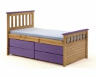 Captains Short Ferrara Storage Bed 3ft Antique With Lilac Details