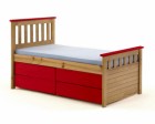 Captains Short Ferrara Storage Bed 3ft Antique With Red Details
