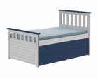 Captains Short Ferrara Storage Bed 3ft White With Blue Details