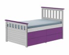 Captains Short Ferrara Storage Bed 3ft White With Lilac Details