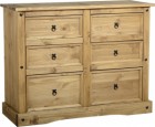 Corona 6 Drawer Chest in Distressed Waxed Pine