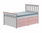 Captains Short Ferrara Storage Bed 3ft White With Pink Details
