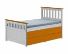 Captains Short Ferrara Storage Bed 3ft White With Orange Details