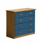 Verona 3+2 Drawer Chest Antique With Blue Details