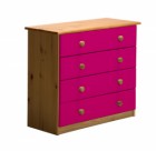 Verona 4 Drawer Chest Antique With Fuschia Details