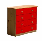 Verona 4 Drawer Chest Antique With Red Details