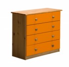 Verona 4 Drawer Chest Antique With Orange Details