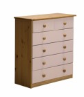 Verona 4+2 Drawer Chest Antique With Pink Details