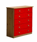 Verona 4+2 Drawer Chest Antique With Red Details