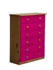 Verona 5+2 Drawer Chest Antique With Fuschia Details