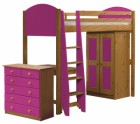 Verona High Sleeper Bed Set 3 Antique With Fuschia Details