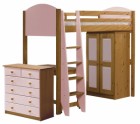 Verona High Sleeper Bed Set 3 Antique With Pink Details