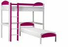 Maximus L Shape High Sleeper White With Fuschia Details