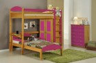 Maximus L Shape High Sleeper Set 2 Antique With Fuschia Details